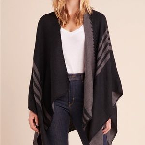 Bb Dakota Reversible Black and Gray Poncho